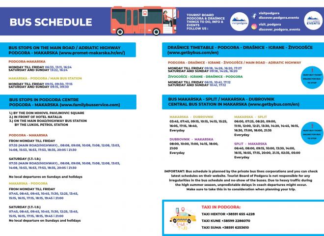 BUS SCHEDULE PODGORA